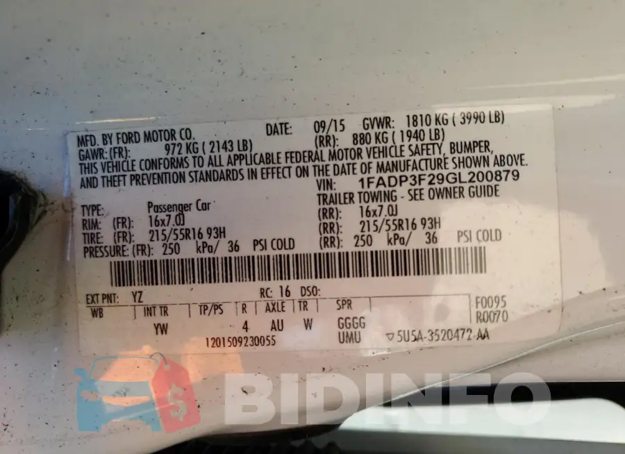1FADP3F29GL200879 Photo# 12