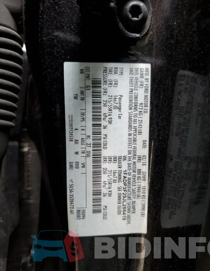 1FADP3F29JL266419 Photo# 12