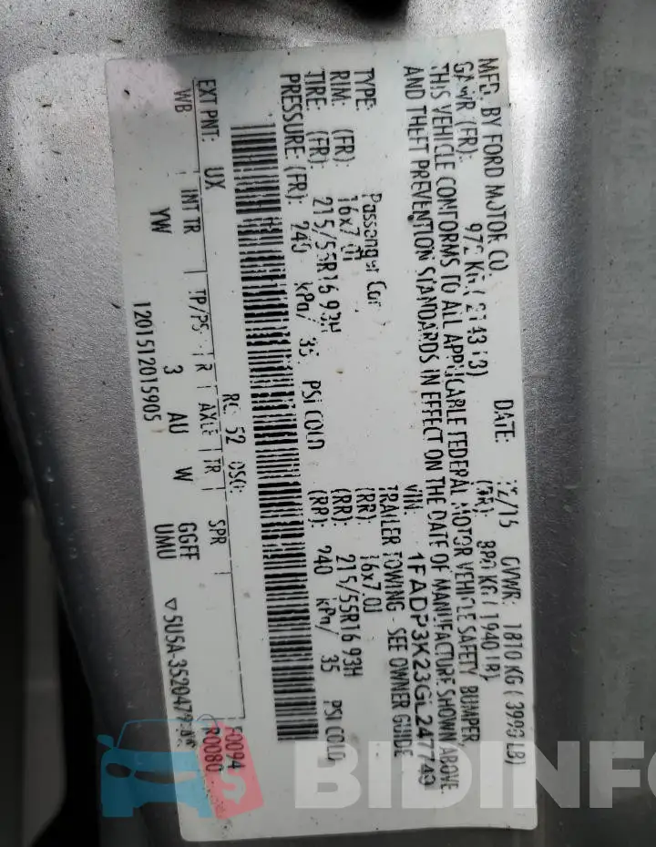 1FADP3K23GL247749 Photo# 12