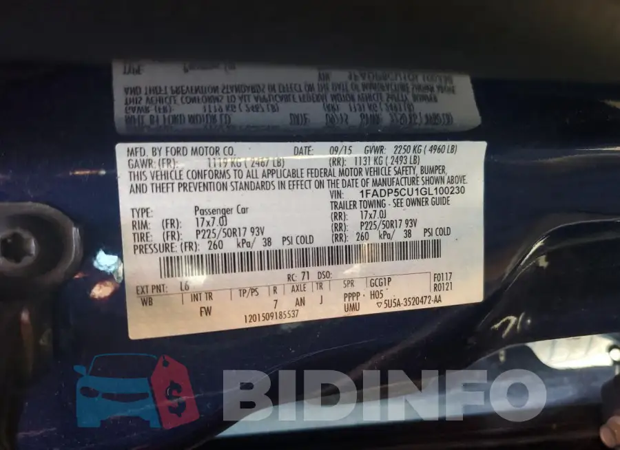 1FADP5CU1GL100230 Photo# 12