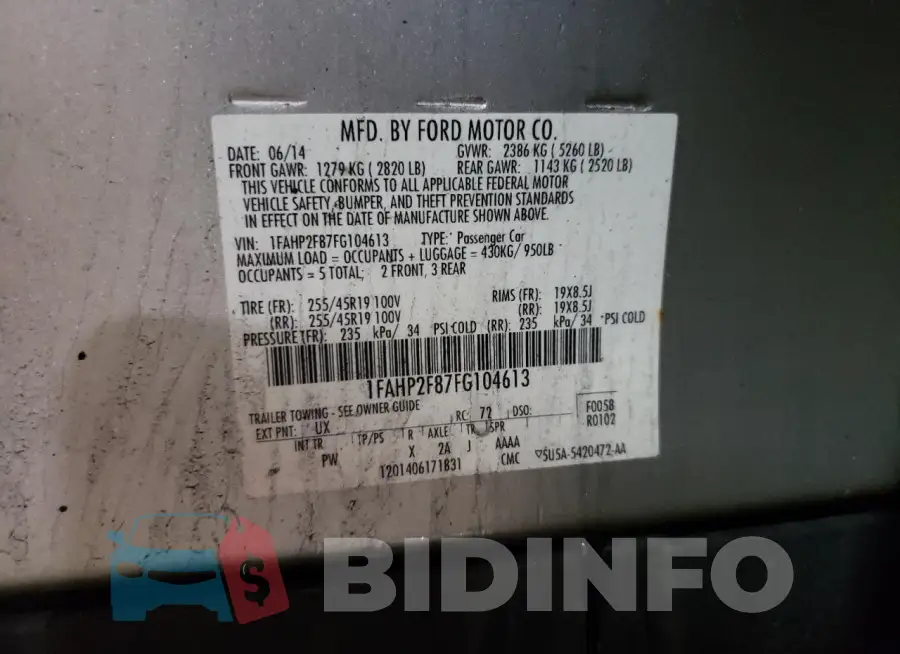 1FAHP2F87FG104613 Photo# 12