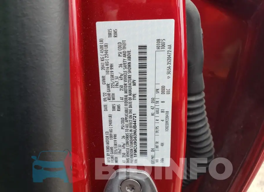 1FMCU9G63NUB44721 Photo# 13
