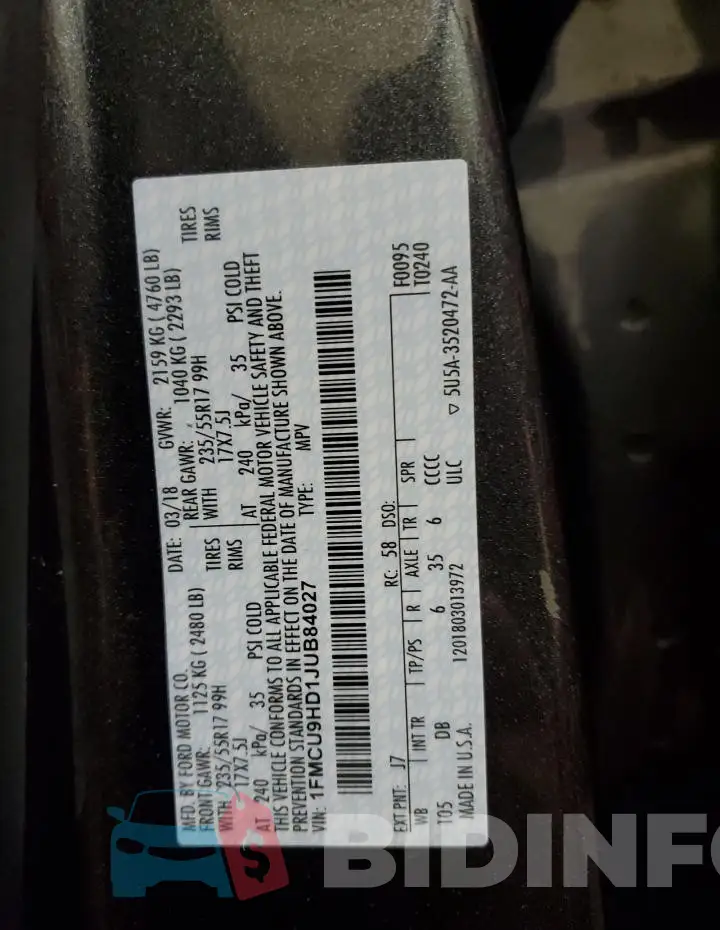 1FMCU9HD1JUB84027 Photo# 12