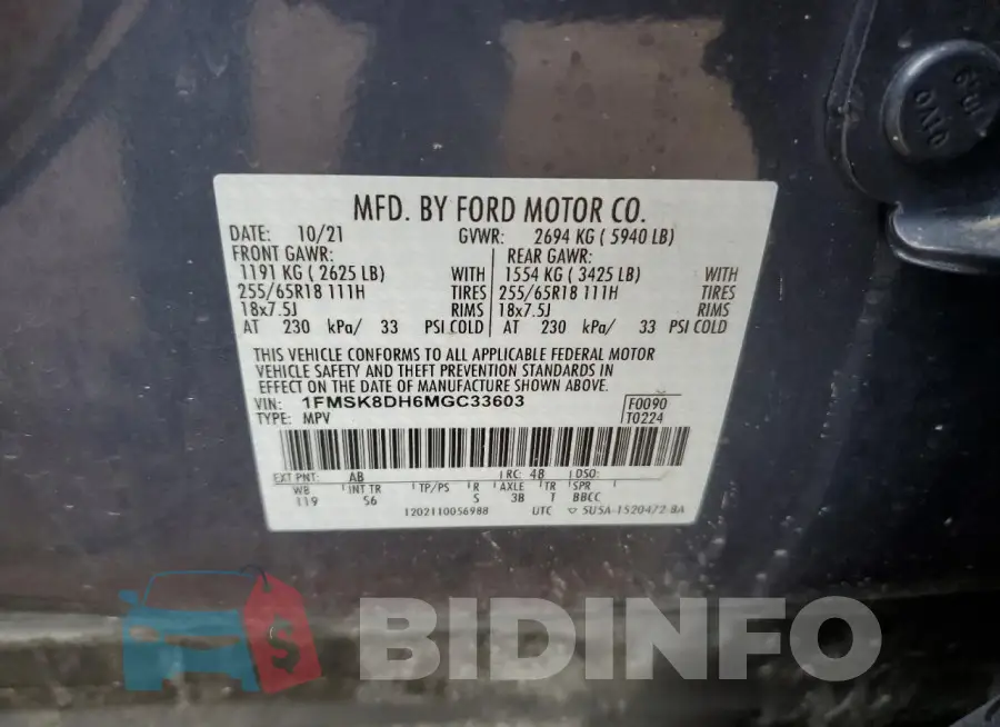 1FMSK8DH6MGC33603 Photo# 12