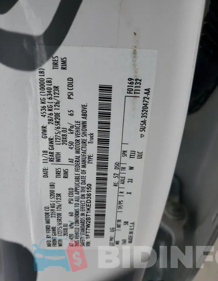 1FT7W2BT1KED36150 Photo# 13