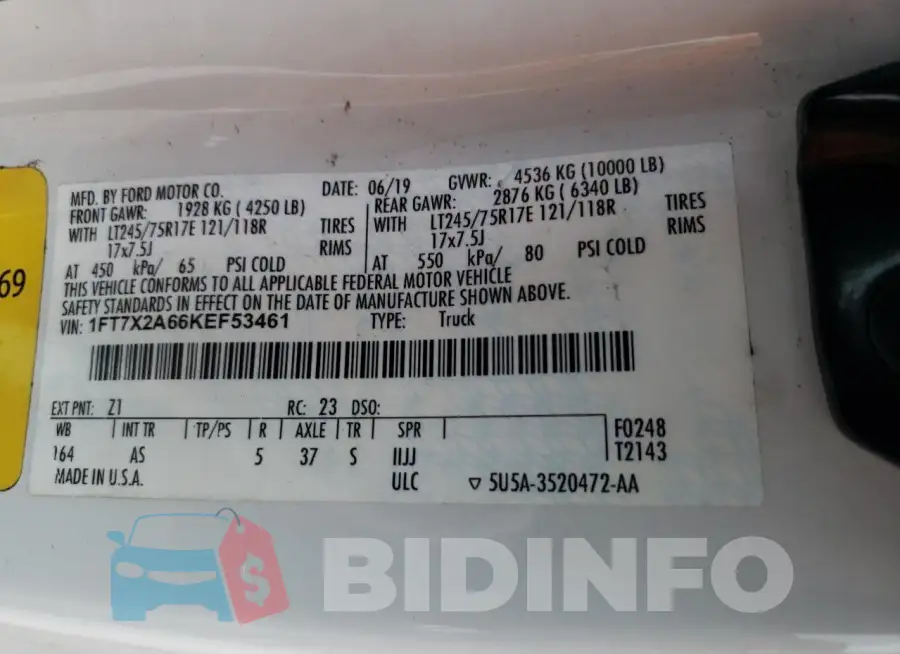 1FT7X2A66KEF53461 Photo# 12
