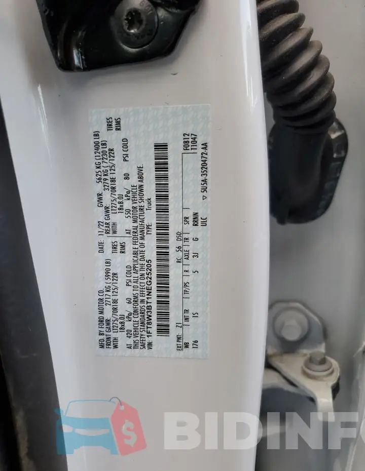 1FT8W3BT1NEG25205 Photo# 12