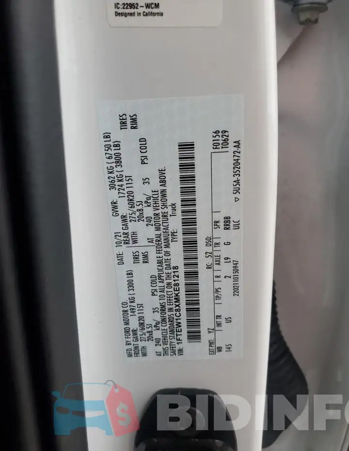 1FTEW1C8XMKE81218 Photo# 12
