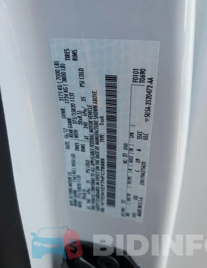 1FTEW1EF7HFC78989 Photo# 12