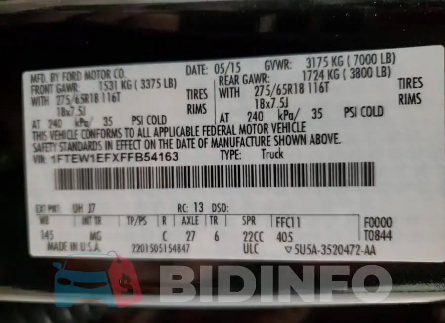 1FTEW1EFXFFB54163 Photo# 12