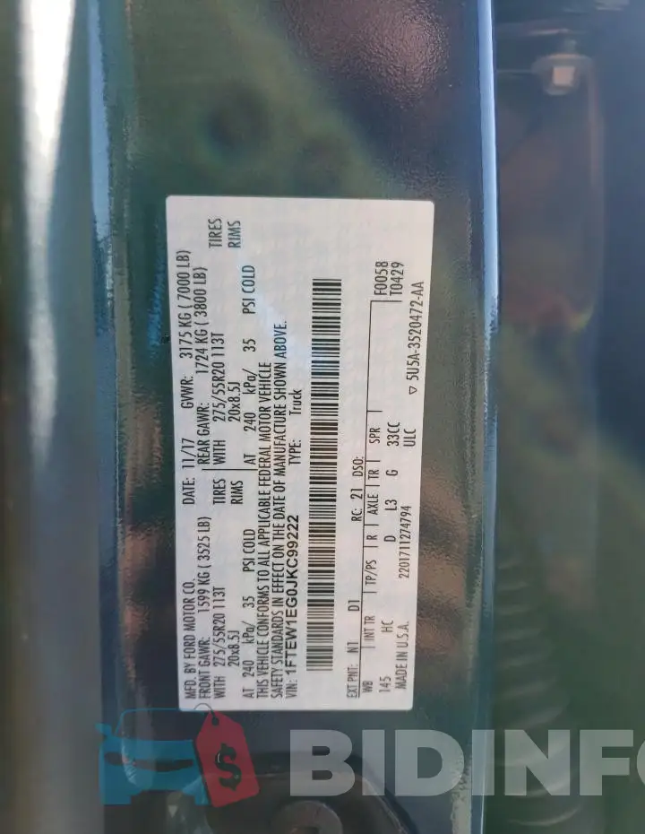 1FTEW1EG0JKC99222 Photo# 12