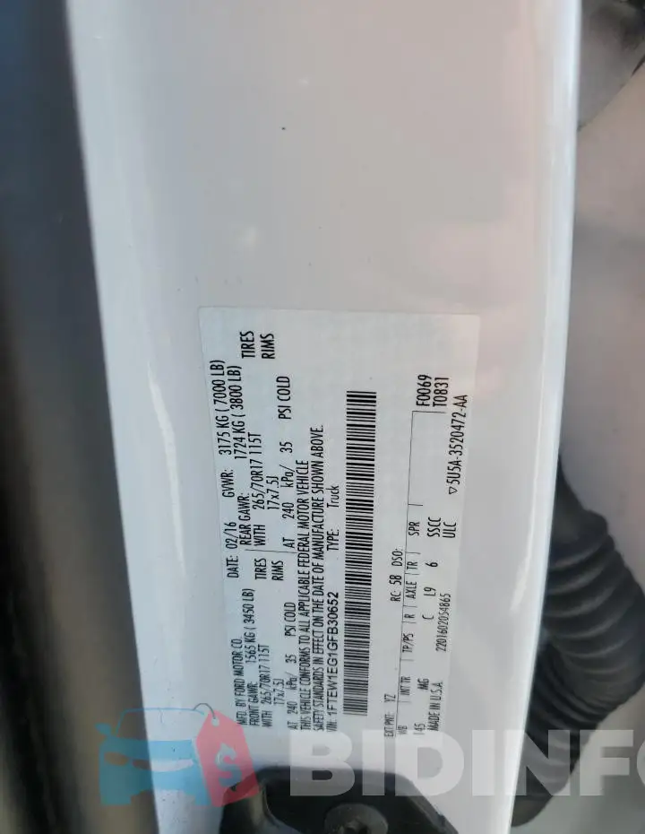 1FTEW1EG1GFB30652 Photo# 12