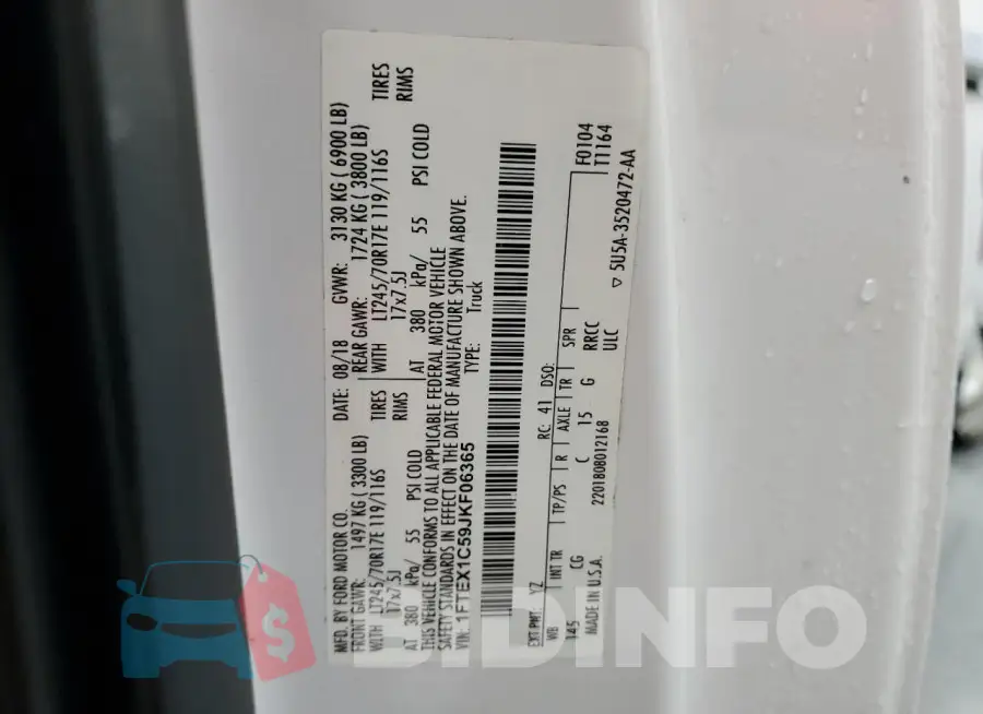 1FTEX1C59JKF06365 Photo# 12