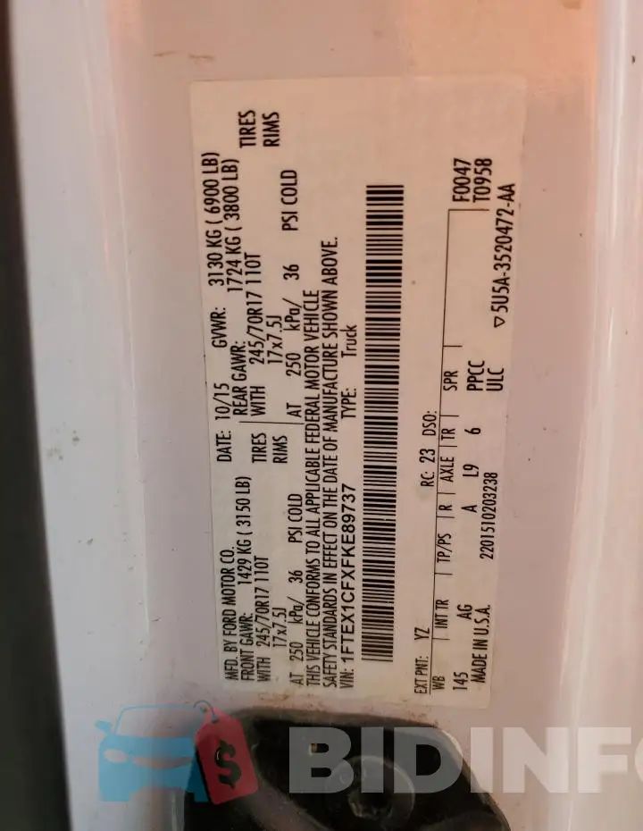 1FTEX1CFXFKE89737 Photo# 12