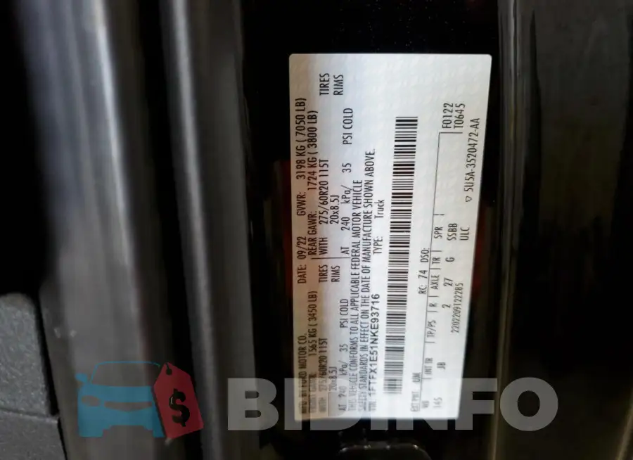 1FTFX1E51NKE93716 Photo# 12