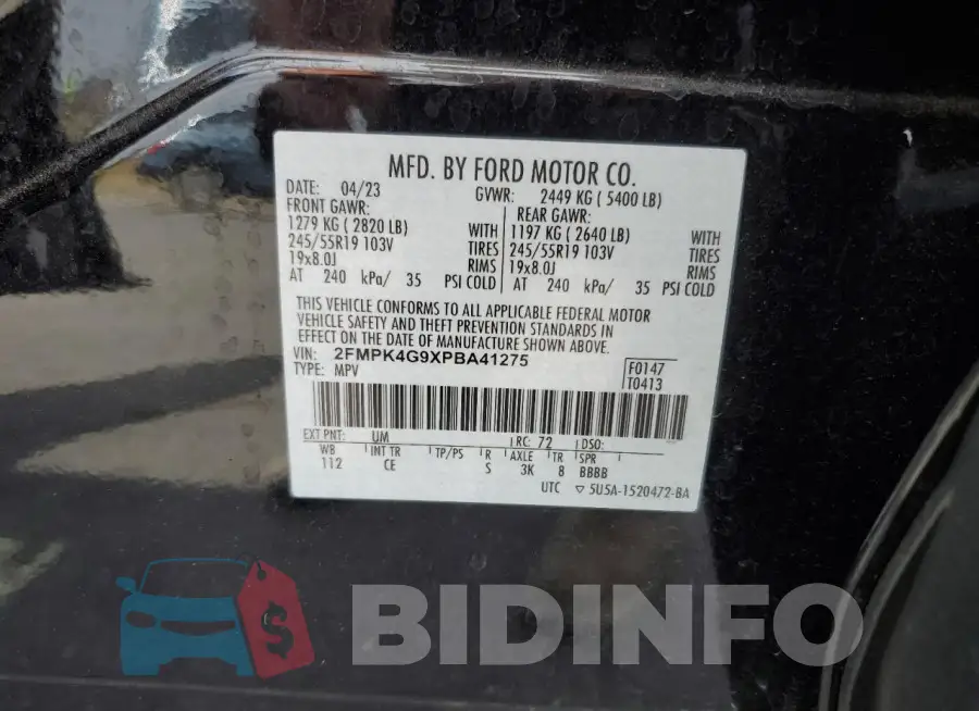 2FMPK4G9XPBA41275 Photo# 14