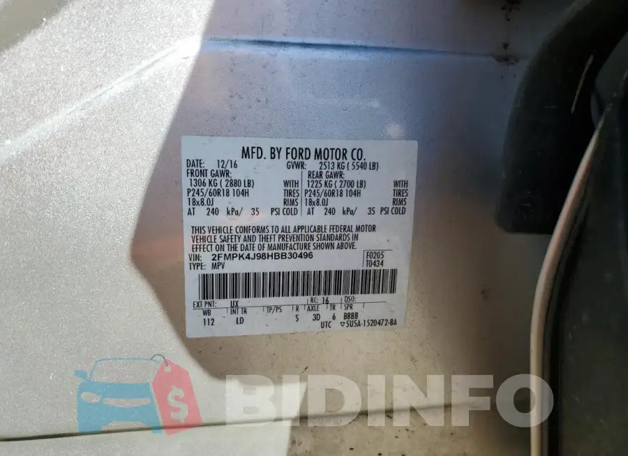 2FMPK4J98HBB30496 Photo# 12