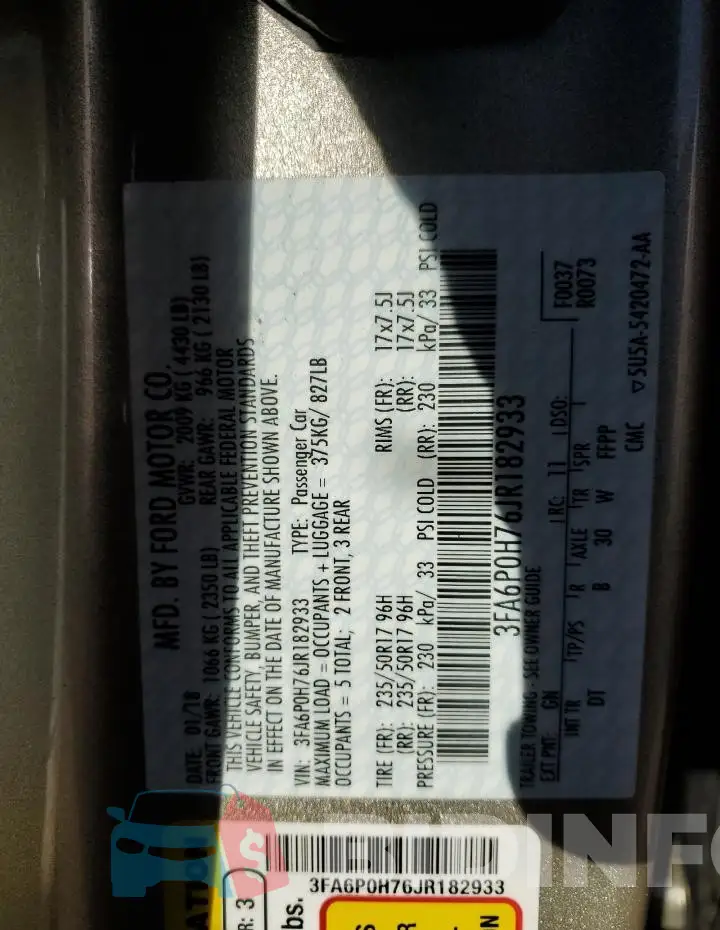 3FA6P0H76JR182933 Photo# 12