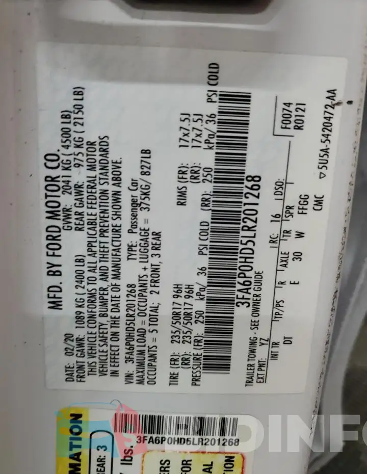 3FA6P0HD5LR201268 Photo# 12