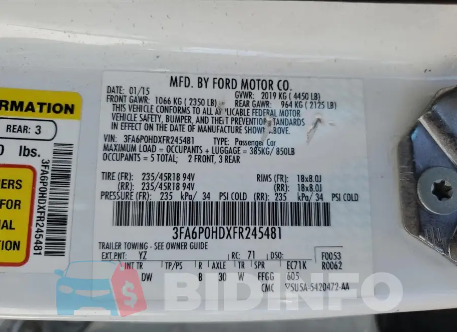 3FA6P0HDXFR245481 Photo# 12