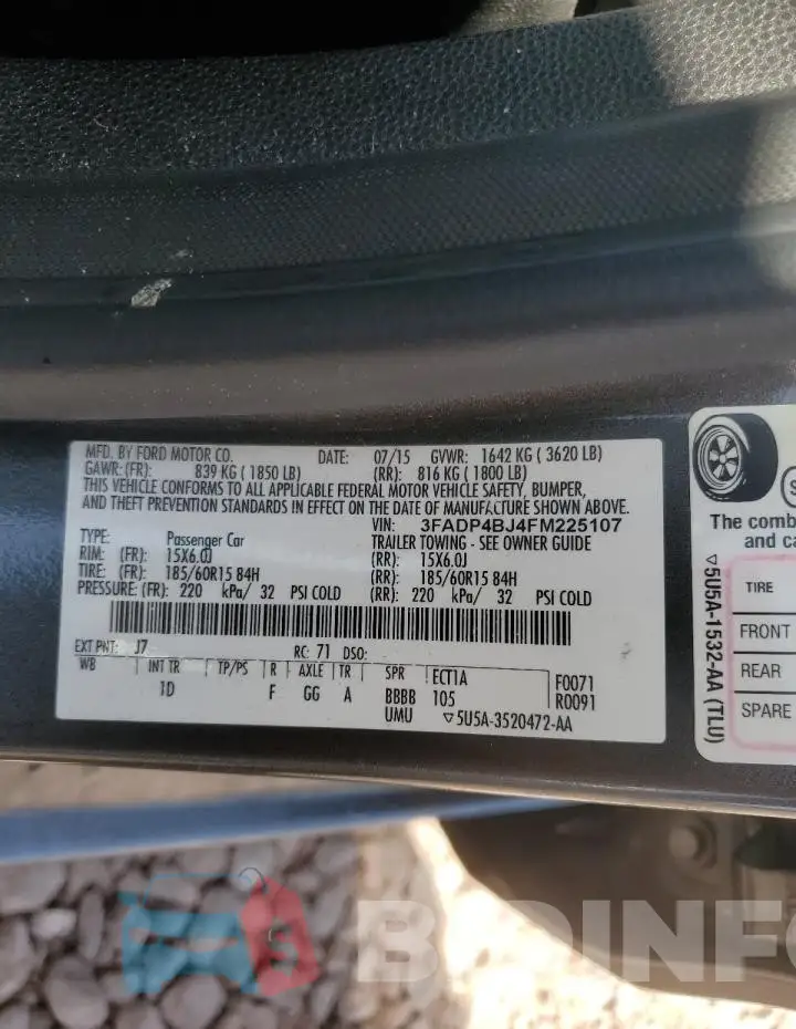 3FADP4BJ4FM225107 Photo# 12