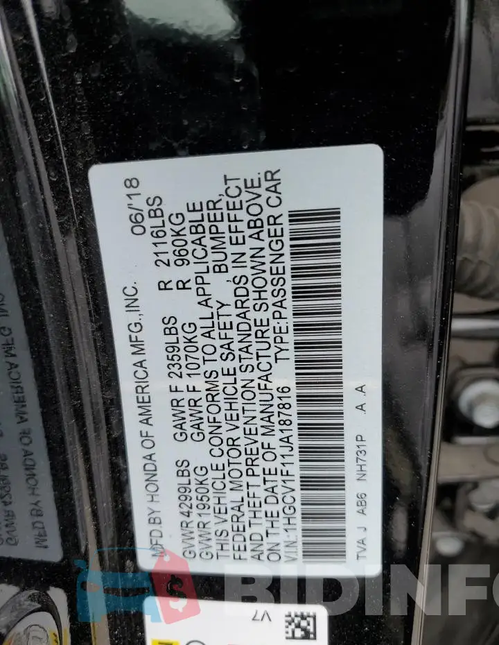 1HGCV1F11JA187816 Photo# 13