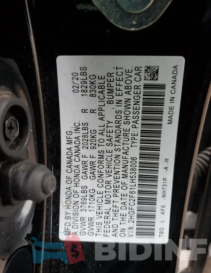 2HGFC2F61LH538006 Photo# 12