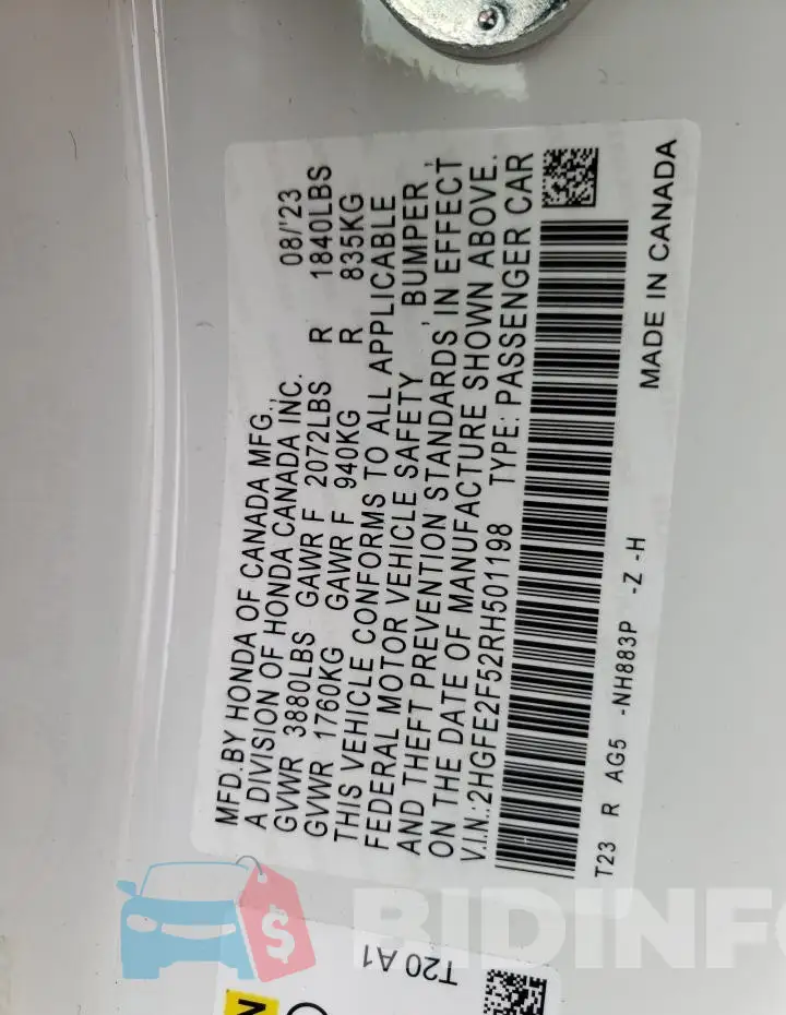 2HGFE2F52RH501198 Photo# 12