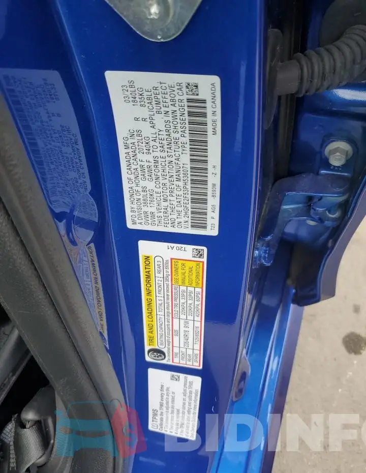 2HGFE2F53PH536071 Photo# 12