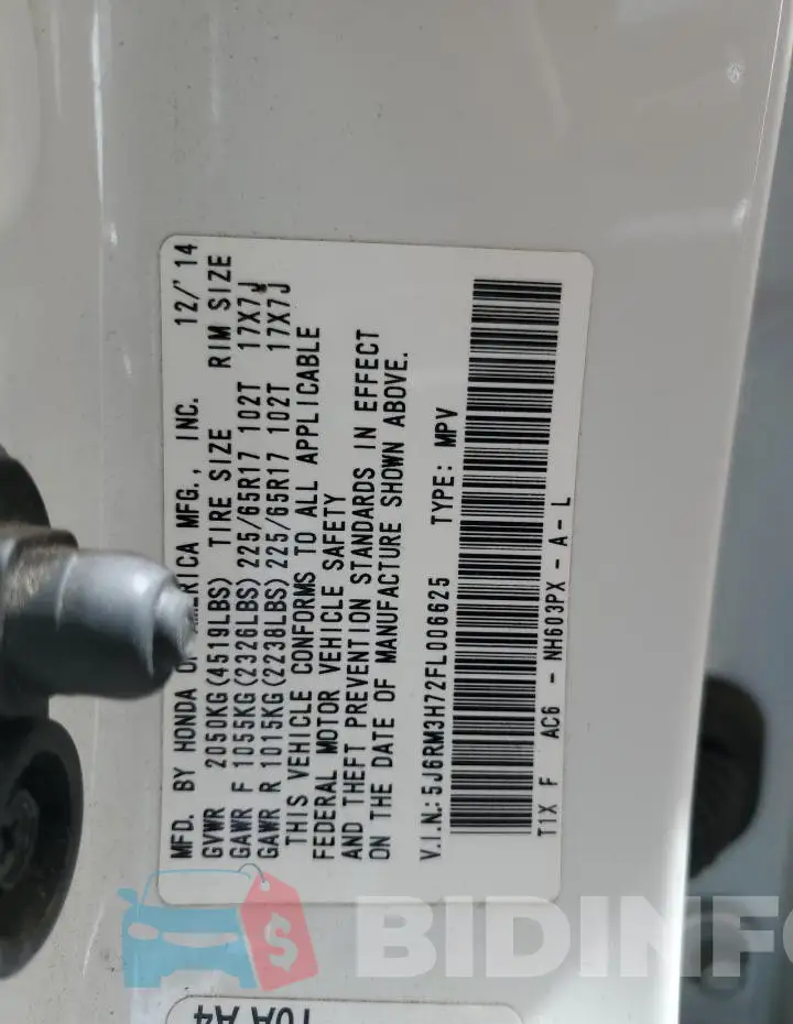 5J6RM3H72FL006625 Photo# 14