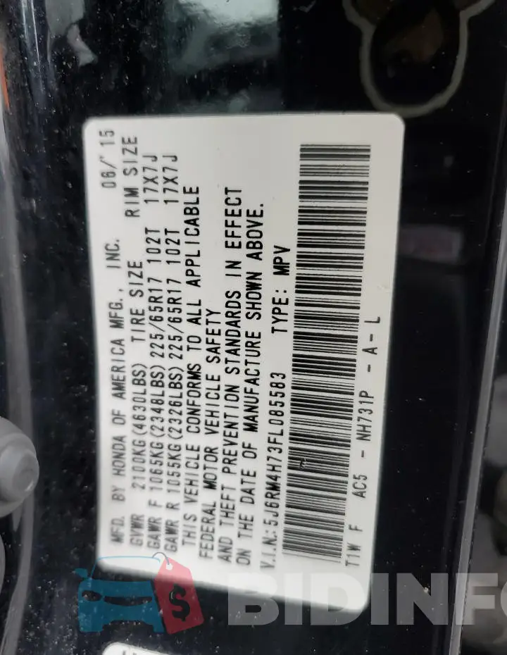 5J6RM4H73FL085583 Photo# 13