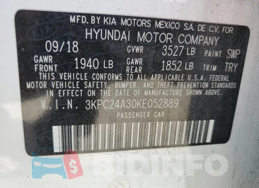 3KPC24A30KE052889 Photo# 13
