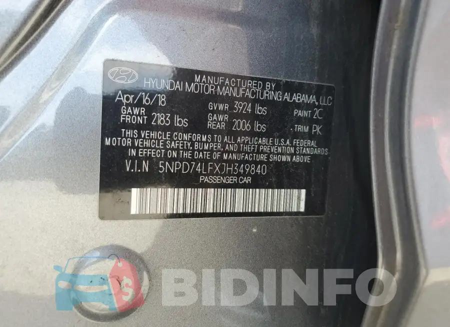 5NPD74LFXJH349840 Photo# 12