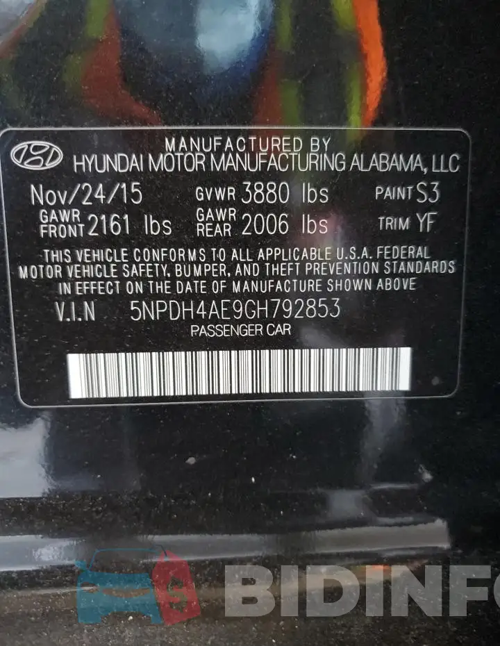5NPDH4AE9GH792853 Photo# 13