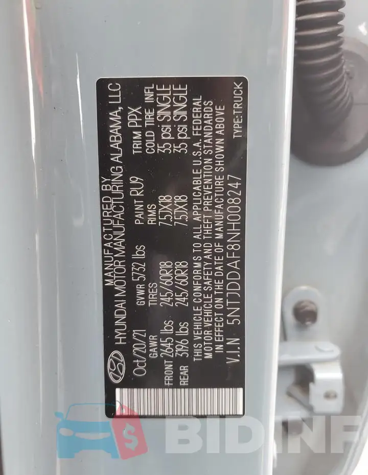5NTJDDAF8NH008247 Photo# 12