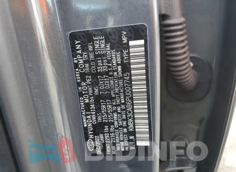 KM8K3CAB6PU007745 Photo# 12