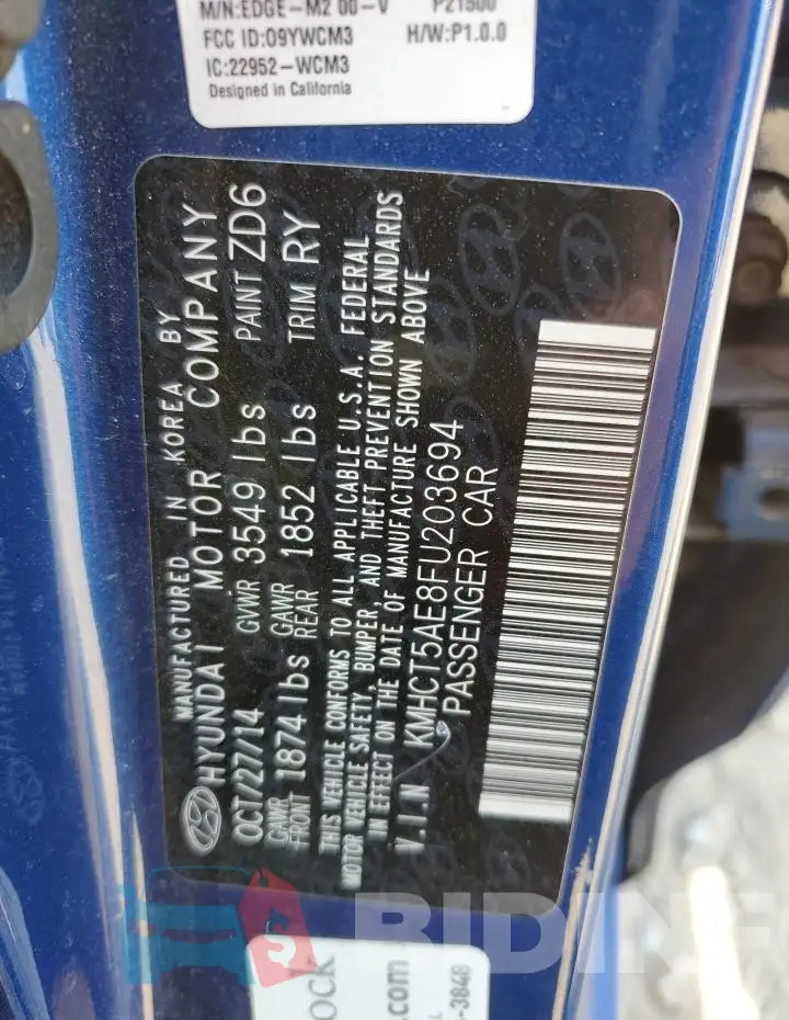 KMHCT5AE8FU203694 Photo# 12
