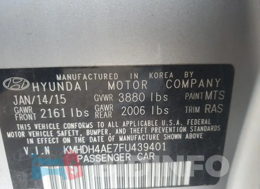 KMHDH4AE7FU439401 Photo# 13