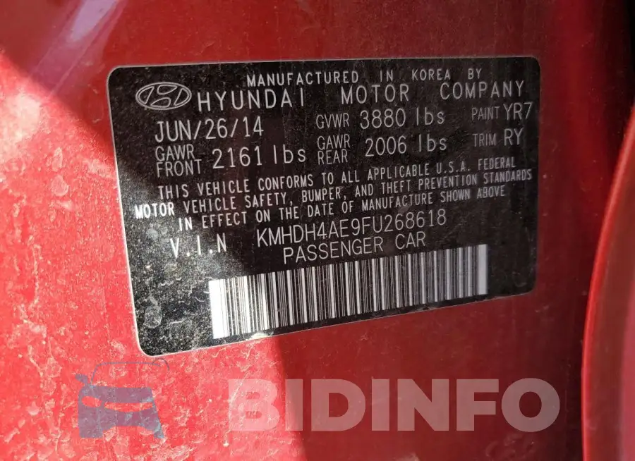 KMHDH4AE9FU268618 Photo# 12