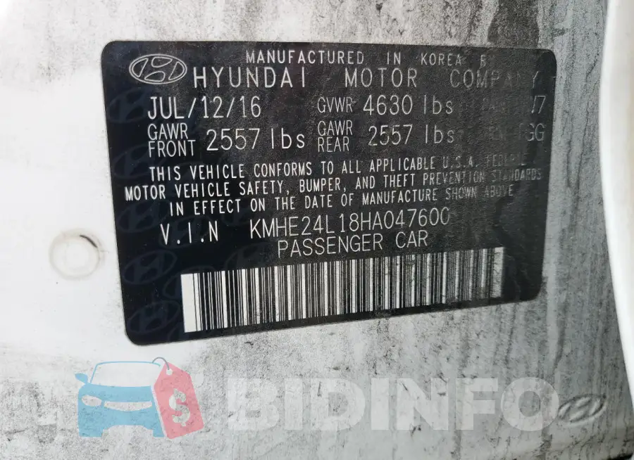 KMHE24L18HA047600 Photo# 13