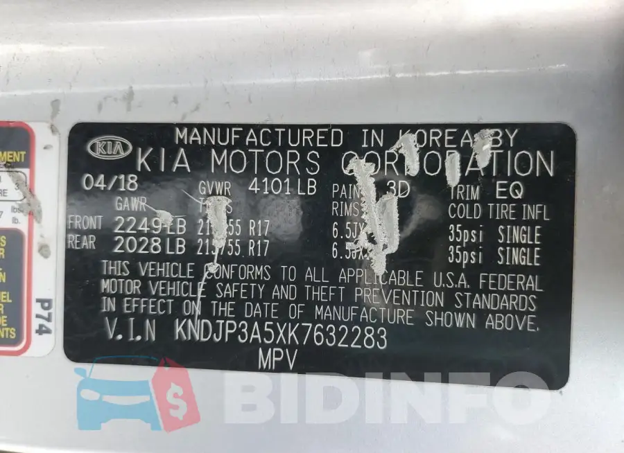 KNDJP3A5XK7632283 Photo# 12