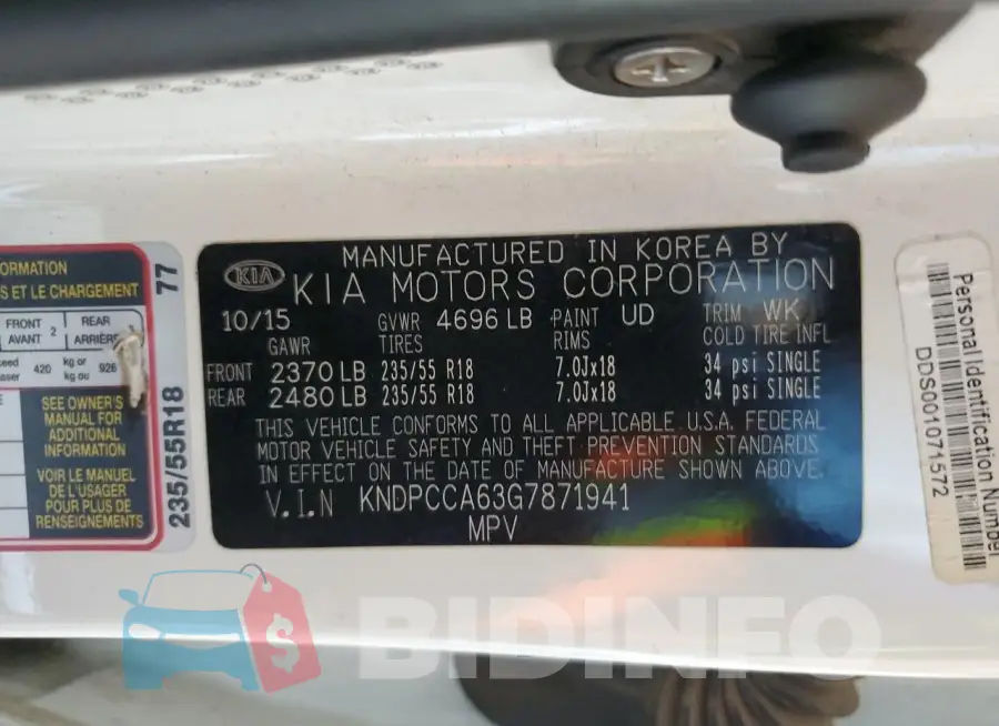 KNDPCCA63G7871941 Photo# 12