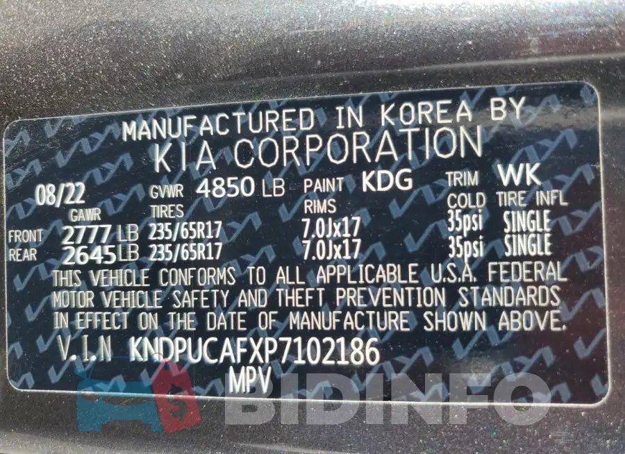 KNDPUCAFXP7102186 Photo# 12