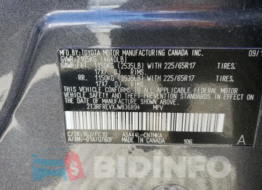 2T3RFREVXJW836894 Photo# 13