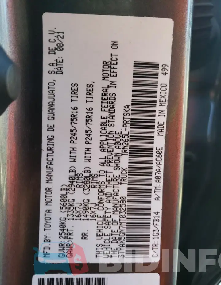 3TYAX5GN7MT032580 Photo# 12