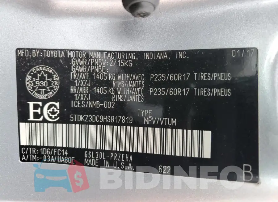 5TDKZ3DC9HS817819 Photo# 14