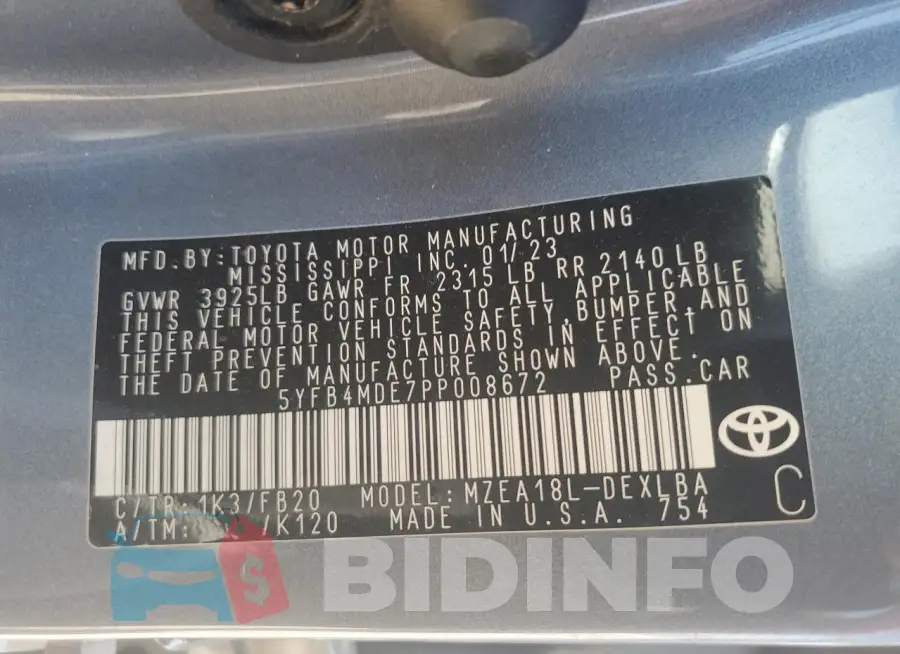 5YFB4MDE7PP008672 Photo# 12