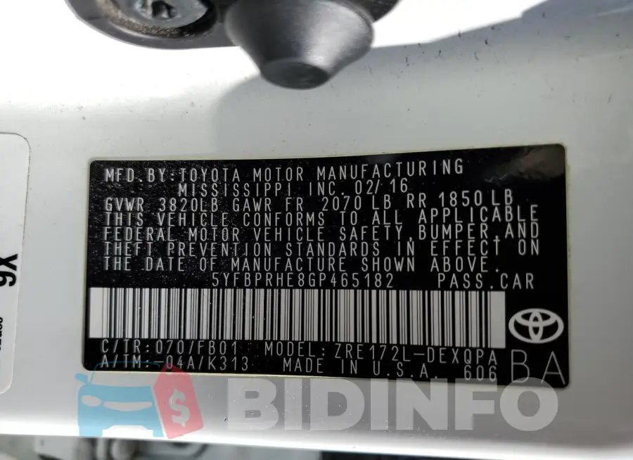 5YFBPRHE8GP465182 Photo# 10