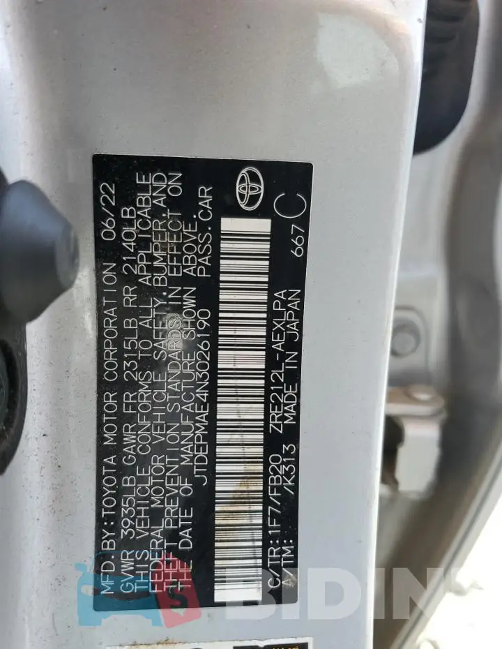 JTDEPMAE4N3026190 Photo# 12