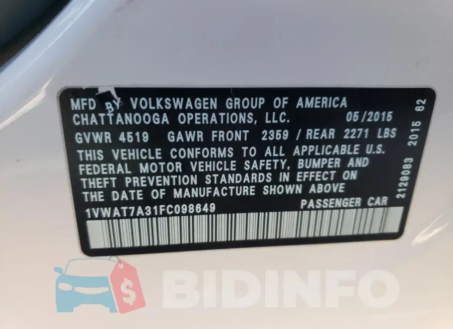 1VWAT7A31FC098649 Photo# 12
